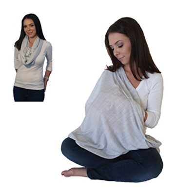 Infinity Nursing Scarf Breastfeeding Cover Ultra Soft Premium Jersey Polyester- 100% AZO free and Safe for Baby (Light Grey Pattern)