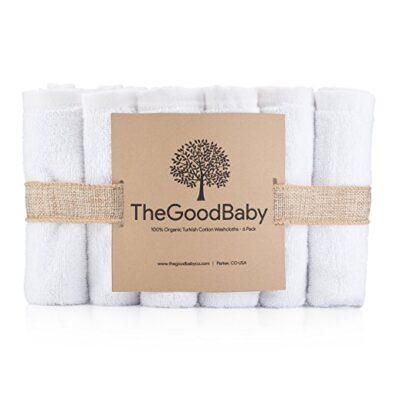 100% Organic Turkish Cotton Baby Washcloths by The Good Baby - 6 Pack