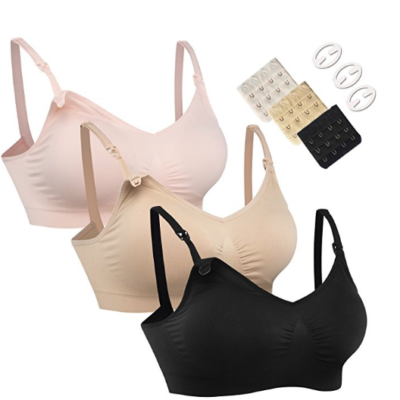 HOFISH 3PACK Full Bust Seamless Nursing Maternity Bras Bralette S-XL With Extra Bra Extenders & Clips
